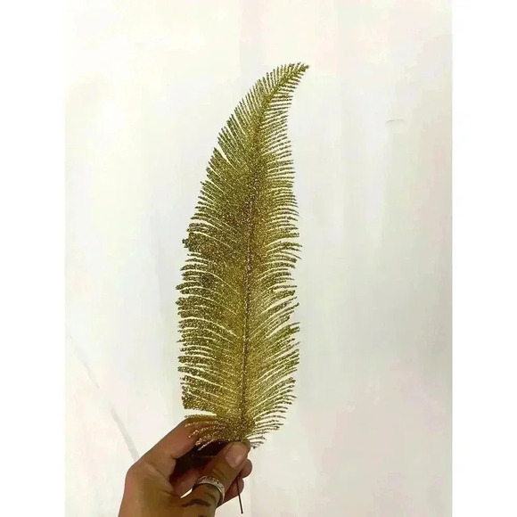 VTG 12x Christmas Decorations Gold Glitter Feathers Feather Birds Ornaments - Picture 10 of 15